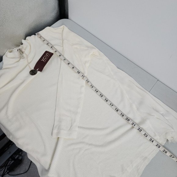 NEW XCVI Size Small Soft Rib Knit Stretch Raw Hem Turtleneck Top Shirt Ivory - Picture 5 of 7